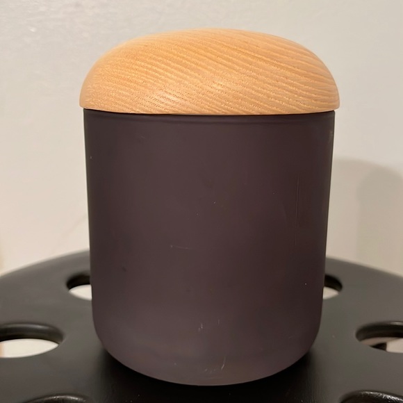 NWT Pumice/frosted glass jar with wooden lid by haven, dark grey/black - Picture 3 of 11